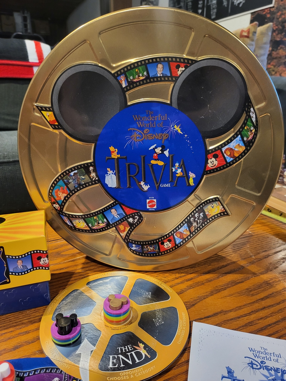 1997 Wonderful World of Disney Trivia Game – Gold Collector Film Reel Tin